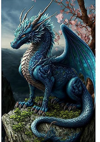NAIMOER Drache Diamond Painting Kits für Erwachsene Kinder, 5D Diamant Painting Tiere Bilder Erwachsene, Diamond Painting Landschaft Bilder Kinder Malerei Set für Home Dekor 30x40cm