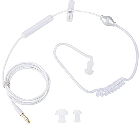 In-Ear-Headsets, Ohrhörer mit Mikrofon, Mobilfunkstrahlung, Luftschlauch, Sicherheitskabel und Weiß für und Android, Schwarzes Kabel, weiß (Weiss)