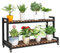 Metall Blumentreppe Indoor Outdoor Plant Stand, 2 Ebenen 3 Ebenen Pflanzenständer Holz Pflanzentreppe Mit Rollen, Blumentopf Dekos Lagerregal Stahlgestell Stabil Und Langlebig Platzsparend