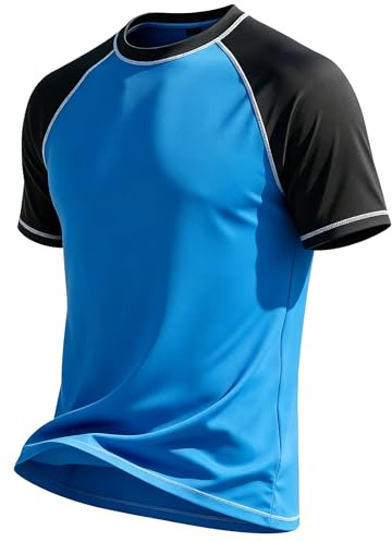 YuKaiChen Herren UV Shirt Funktionsshirt Kurzarm UPF 50+ Schnelltrocknend Atmungsaktiv Sport T-Shirt für Laufen Fitness Schwimmen Alltag