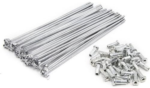 KTKEET Fahrradspeichen 12G, Elektrofahrrad-Speichen 20/40 Stück, 2,5 mm Durchmesser, silberfarben, Karbonstahl, 50–306 mm, Fahrradspeichen mit Nippel für E-Bike, Motorrad, Dreirad (224 mm, 20 Stück)