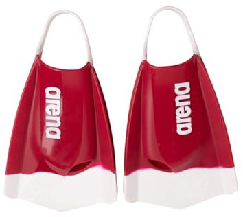 Arena Powerfin Pro II - Pinne unisex per adulti, in silicone, con lama corta, personalizzabili, colore rosso cardinale/bianco, taglia 40-42