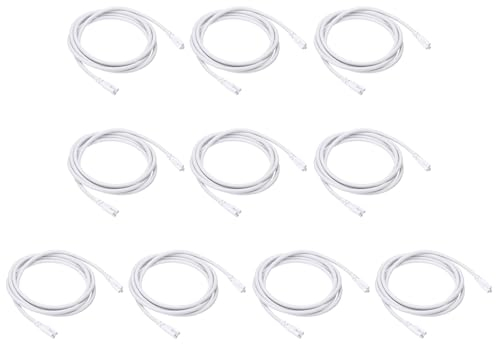 PATIKIL 2M / 6.6Ft T5 T8 LED Lamp Connecting Wire, 10 Pack LED Double End 3 Pin Cable Connector Linkable Extension Power Cords for LED Integrated Tube, White