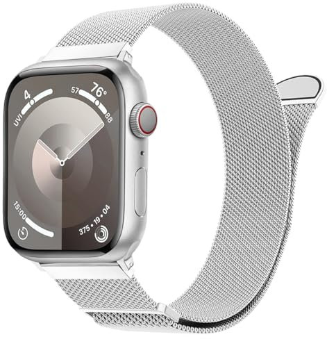 MroTech Cinturino Metallo Compatibile per Apple Watch 41mm 40mm 38mm Cinturini Milanese con Fibbia Magnetica Mesh Loop Compatibile con iWatch SE2,SE,Serie 9 8 7 6 5 4 3 2 1 per Donna Uomo,Argento
