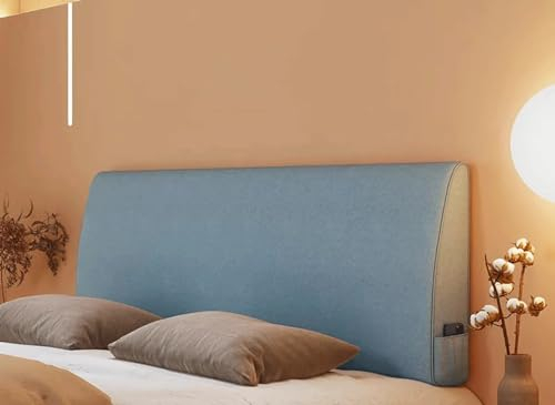 MGEMJMJ Großes Baumwoll-leinen-kopfteil, Bett-rückenlehnenkissen, Gefüllt Mit Weichem Keilkissen, Wandkissen, Positionierungsunterstützung, Lesekissen(Size:Paste 35.4/90cm,Color:azurblau)