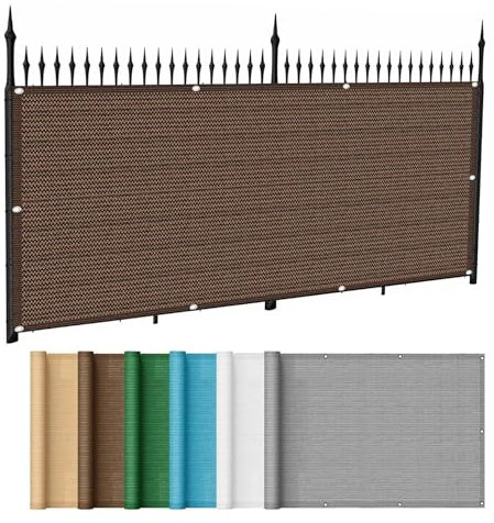 Telo Frangivento per Balconi 90 x 150 cm Protezione Della Privacy in HDPE Copri Ringhiera Balcone Esterno con Occhielli Rinforzati per Patio Giardino Terrazzo, Marrone