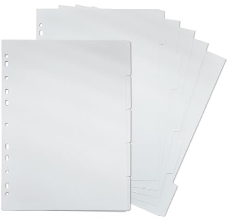 DY.2ten 10 Fogli Divisori Raccoglitori ad Anelli A4,11-fori Bianco Filler Pagine Divisorio Pagina Indice Tab, per Scuola o Ufficio, A4 Cartoncini Separatori per Raccoglitori ad Anelli