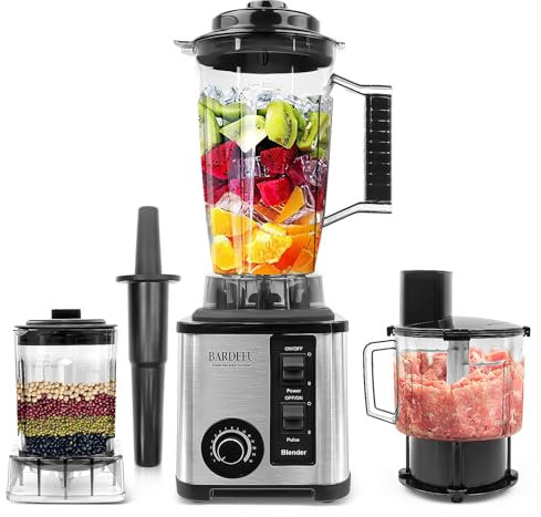 3-in-1 Food Processor & Blender for Kitchen - Multifunctional Countertop Blender with 3L Pitcher, Vegetable Chopper and Grinding Cup - Great for Smoothies/Shakes/Ice Crush, 1200W, Dishwasher Safe