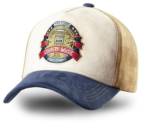 STARS & STRIPES Western-Mode Trucker Cap Nashville – Schwarz & Weiß mit Bestickung & Mesh-Einsatz | Verstellbare Snapback-Cap