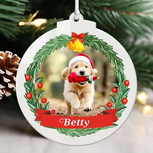 Personalised Christmas Bauble 2025 Custom Dog Ornaments for Christmas Tree Pets Dog Cat Memorial Bauble Gifts Xmas Tree Decoration Hanging Decorations (Design 2)