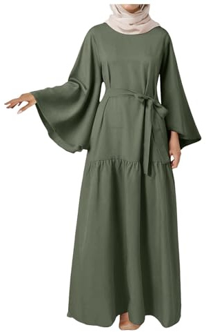 Amxleh Muslimische Kleider Damen Gebetskleidung Abaya Offene Longstrickjacke Damen mit Buckel Beten Kleidung für Frauen Langarm Islamische Türkische Ramadan Ganzkörper Lang Gebetskleid