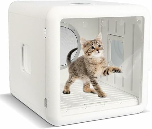 VYUJHNBG Caja Automática De Secador De Mascotas, Temperatura Ajustable Secador De Gato Tranquilo, Caja De Secadora De Gato Segura para Gatos Y Perros Pequeños