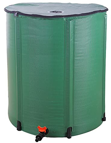 LEADZM Récupérateur d'eau de Pluie Pliable - Réservoir d'eau Écologique avec Filtre Inoxydable pour Jardin, Potager et Arrosage - Facile à Installer et à Ranger (190Litres)