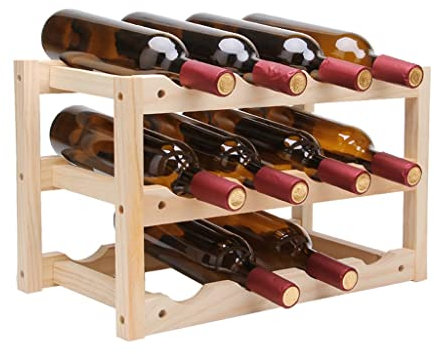 Porte-Bouteilles de vin à 3 Niveaux en Bois If pouvant contenir 12 Bouteilles de vin. Support de Rangement pour Bouteilles de vin. Étagère de présentation pour Bar. Support à Boissons. Rangement