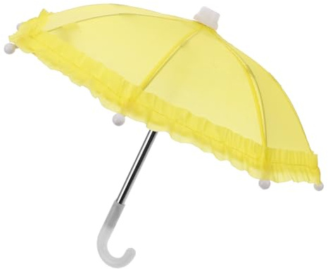 VERDANVERSE 18-inch Doll Mini Toy Umbrella Yellow Parasol for 18-inch Dolls Dollhouse Rainy Weather Accessory Decorative Garden Prop for Girls