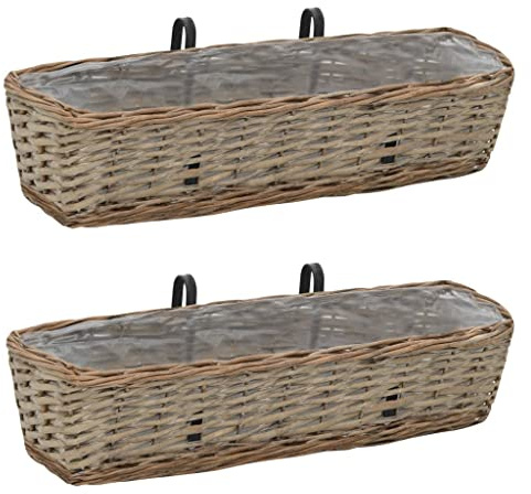 Générique Jardinière de Balcon 2 pcs Osier avec Doublure en PE 60 cm, Maison & Jardin, Pelouses & Jardins, Jardinage, Pots & Cache-Pots, Brun, (Poids 2.55KG)