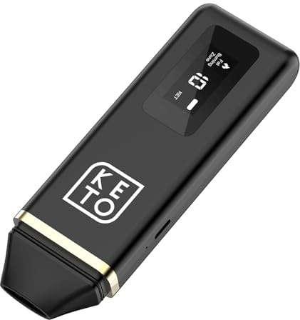 Ketone Breath Meter, Professional Ketone Breath Analyzer with 64-Reading Historical Memory, High-Precision Sensor, Portable Ketone Tester for Monitoring Ketosis Levels on Keto, Low-Carb (Black)