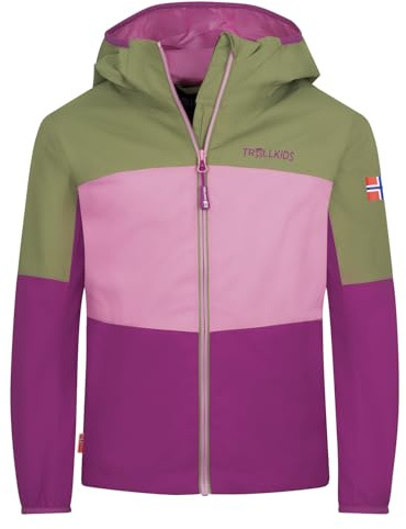 Trollkids Kids Bjordal Jacket 176, Hedge Green/Candy pink