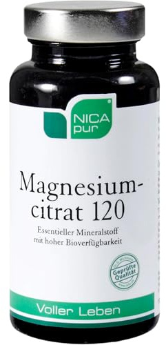 NICApur Magnesiumcitrat 120 Kapseln für Muskeln, Nerven und Elektrolyt-Balance, 60 St. Kapseln
