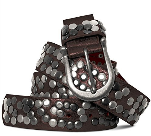 Caspar GU223 Damen Vintage Nietengürtel, Gürtelgröße:100, Farbe:glamour braun