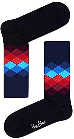 Happy Socks Herren Faded Diamond Socken, Blau (Multi Dunkel Blau 069), 41-46 EU