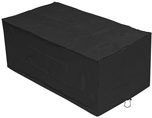 Woodside Black 6 Seater Rectangular Waterproof Outdoor Garden Patio Table Cover Heavy Duty 600D Material 0.7m x 1.72m x 0.94m / 2.3ft x 5.6ft x 3.1ft 5 YEAR GUARANTEE
