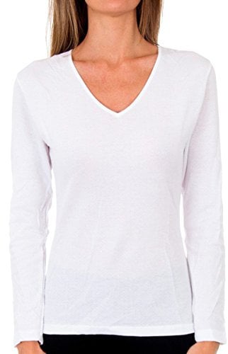 Playtex 100% Thermal cotton long sleeve T-shirt with double layer Women x1, White, L