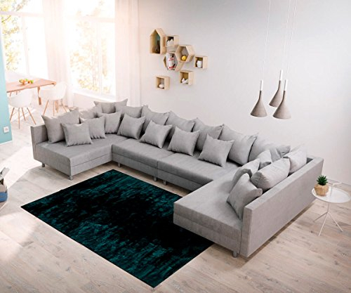 DELIFE Couch Clovis XL Grau Flachgewebe Wohnlandschaft modular