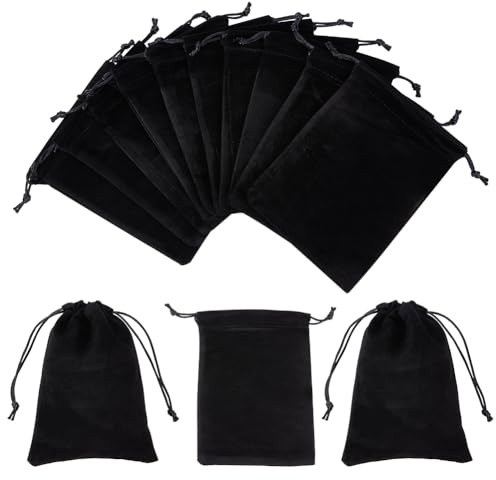 nbeads 10 Stück schwarz Kordelzug Samttaschen, Schmuck Beutel Süßigkeiten Taschen Geschenktüten Für Weihnachten Hochzeit Gunsten Süssigkeit Geschenkverpackungen, 17.5x12cm