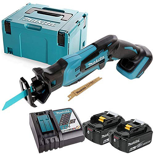 Makita DJR183Z 18V Cordless Li-ion Mini Reciprocating Saw with 2 x 6.0Ah Batteries, Charger & Case