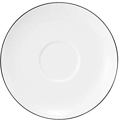 Seltmann Weiden Lido Black Line Milchkaffeeuntertasse, ø 16 cm, Runder Unterteller mit schwarzem Rand, Porzellan, Weiß