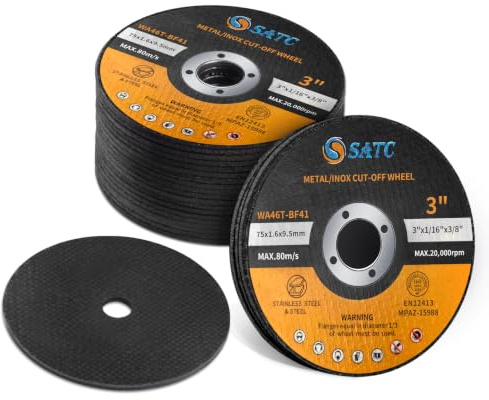 S SATC Grinder Wheel 25 PCS Cut Off Wheels 3 Inch Cut Off Wheel 3 x1/16 x3/8 Fits Any Angle Grinder Air Tool