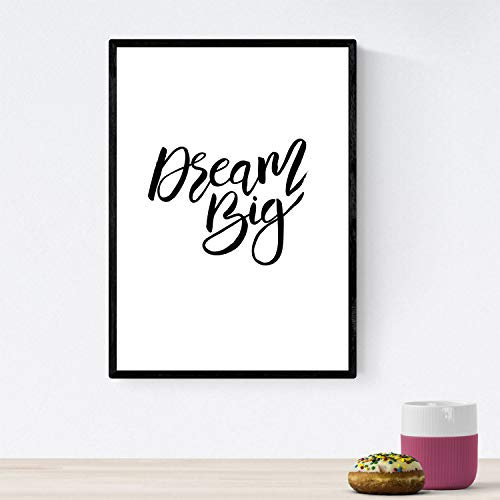 Nacnic Drucke mit glücklichen leeren Nachrichten und negro.Poster ‚Dream big‘ für die Gestaltung. A3 Größe ungerahmt