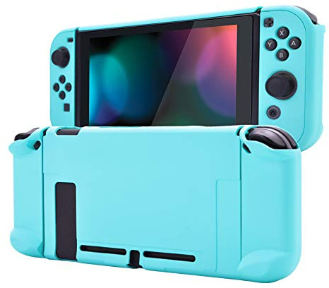 eXtremeRate Hülle für Nintendo Switch Konsole Joycon, Case Hülle Schutzhülle Griff Tasche Zubehör für NS Joycon Konsole,trennbare Schale,andockbare Schutzhülle für Nintendo Switch(Himmelsblau)