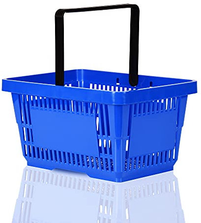 Einkaufskorb blau 22l Handkorb mit Tragebügel | Kunststoffkorb stapelbar | Tragekorb stabil | Plastikkorb lebensmittelgeeignet | Shopping-Basket