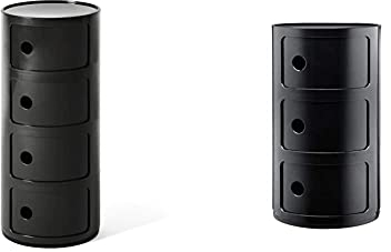 Kartell Componibili, 4 Elements, Schwarz, Runde Basis & Componibili, 3 Elements, Schwarz, Runde Basis