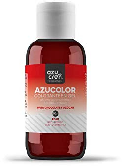 Azucren - AZUCOLOR - Colorante Alimentario en Gel - Colorantes Concentrados para Repostería, Decoración, Glaseado, Macarons, Galletas, Caramelos, Azúcar y Chocolate - 50 Gr (Rojo)