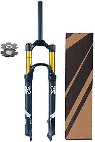 TOMYEUS 26 27,5 29 Zoll MTB Federgabel, Gerade Röhre 1-1/8 Fahrrad Luft Stoßdämpfer Vorderradgabel Federweg 120mm (Farbe : Shoulder Lock-A, Size : 27.5 inch)