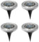 Haushalt International Solarlampe Silber Steckleuchte Außenlampe rund, LED Terrassenleuchte Garten Bodenlampe wetterfest, Edelstahl, 8X LED warmweiß, DxH 12x14cm, 4er Set