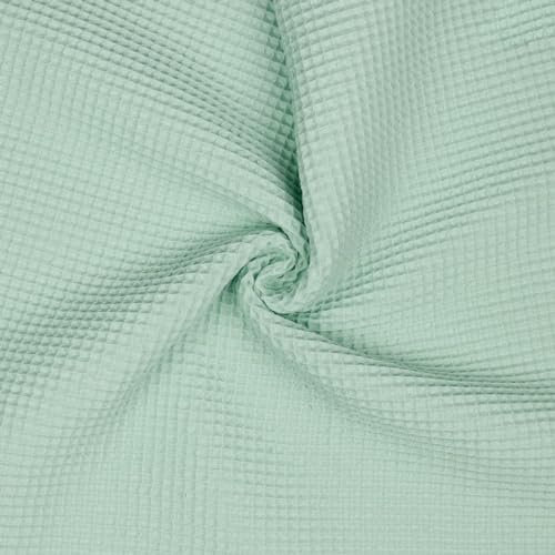 VmG-Store Waffelpique Meterware Waffel Stoff 100% Baumwollstoff Tex 100 (020 I Hell Mint, 50 x 150cm)