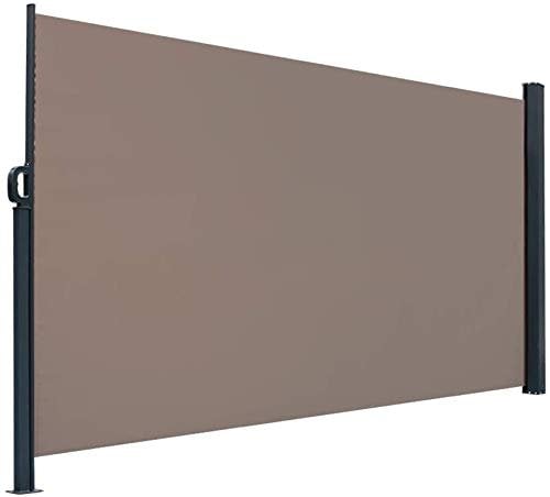 3X2m Retractable Patio Side Awning, Outdoor Privacy Divider Screen for Patio, Retractable Sunshades for Backyard Privacy Wall, Outdoor Blinds for Balcony,Coffee