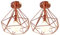 STOEX Plafonnier industriel vintage design cage forme diamant 25cm en fer rétro luminaire LED E27 salon cuisine chambre déco (2pcs Or rose)