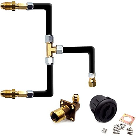 LPG Bajonett-Füllpunkt-Adapter mit zwei Gasflaschen-Drehgelenk-Nachfülladaptern, Rohr und schwarzem Gehäuse, 3 m