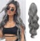 FESHFEN Pferdeschwanz Haarteil Haarverlängerung mit Kordelzug Pferdeschwanz Verlängerung Synthetik Wellig Locken Haarteil Grau Ponytail Extension für Frauen 60cm