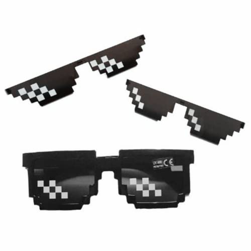 LATRAT 3 Paar Mosaic Pixel Brille, Sonnenbrille für Männer und Frauen, aus Glas, Pixel, Mosaic Props, Unisex, Sonnenbrille, Schwarz , M