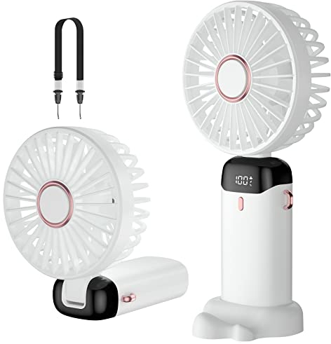 Rafada Ventilatore a mano, mini ventilatore portatile, ricaricabile, piccolo ventilatore tascabile con 5 livelli di velocità, batteria da 4200 mAh, ventilatore USB pieghevole per ufficio, all'aperto