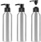 ZEOABSY 3 Pieces Empty 250ml Silver Aluminium Lotion Pump Bottle, Aluminum Bottles with Black Pump Head, Travel Metal Bottles for Cosmetic Shampoo Body Washing Gel Essential Oil Liquid Dispenser