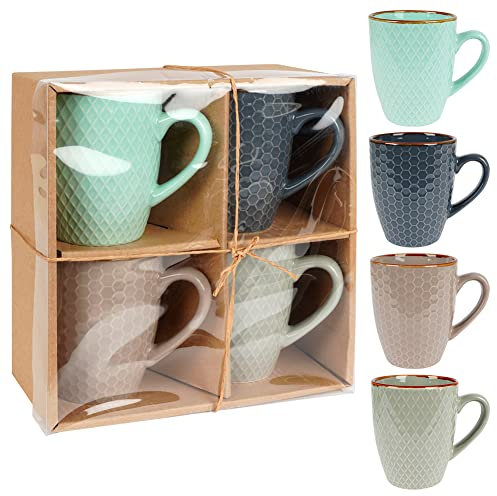 Vilde Lot de 4 tasses en céramique | 270 ml | Tasses décorées dans un emballage cadeau | Parfait pour offrir