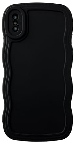 Caseative iPhone X/Xs Case, Solid Color Curly Wave Frame Soft, Compatible with iPhone X/Xs, Screen Protection, Drop-Resistant, Scratch-Resistant, Black