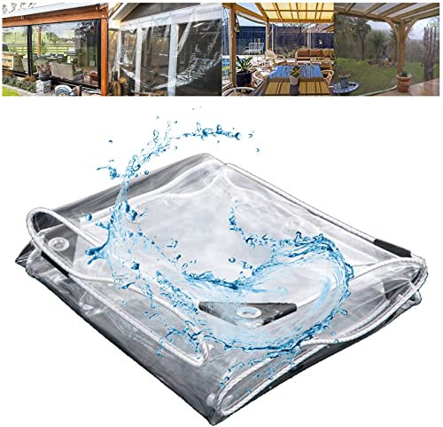 Plane Transparent mit Ösen wasserdichte Abdeckplane PVC - 400g/m² - 0.35 mm Dick, Gartenmöbel Schutzhaube, Zuhause Garten Draussen Pflanze AußEnbereich Auto Pavillon Gewächshaus ,3x10m/9.8x32.8ft